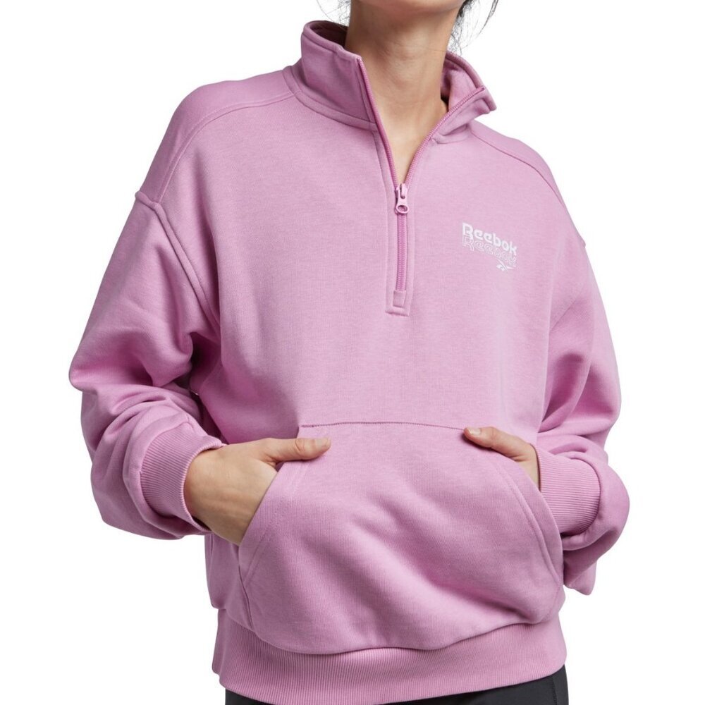 Reebok Quarter-Zip Sweatshirt - Pink, Size: L